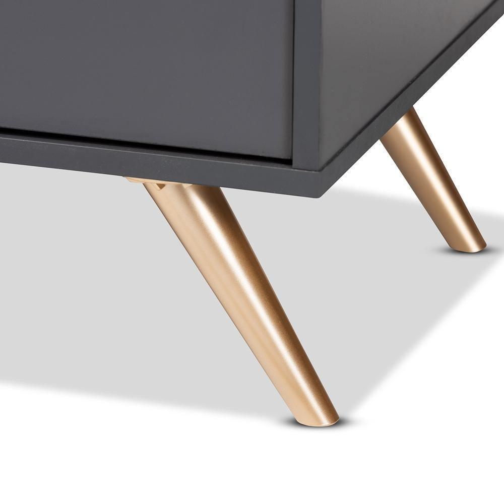 Kelson Modern and Contemporary Dark Grey and Gold Finished Wood 2-Door Sideboard Buffet FredCo