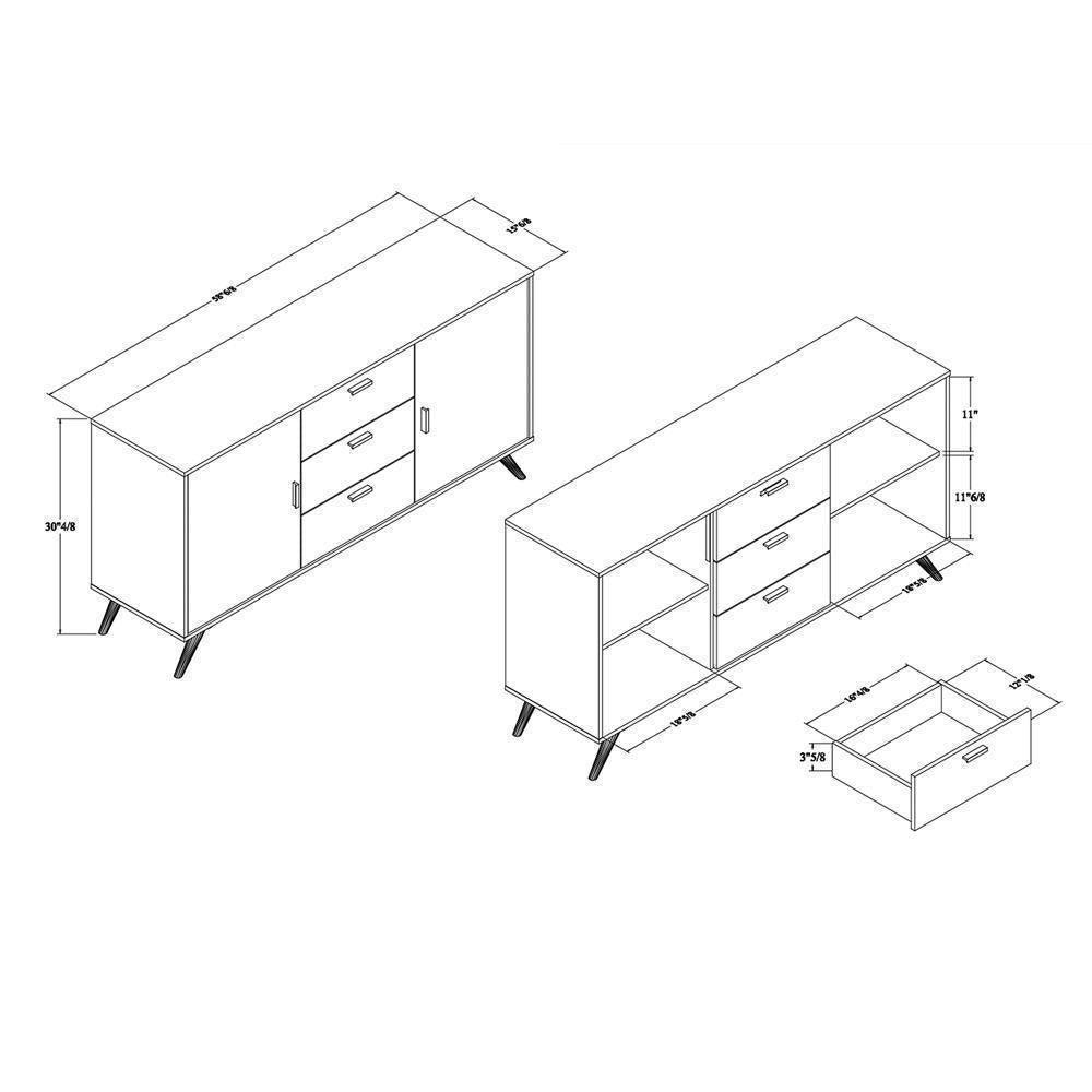 Kelson Modern and Contemporary Dark Grey and Gold Finished Wood 2-Door Sideboard Buffet FredCo
