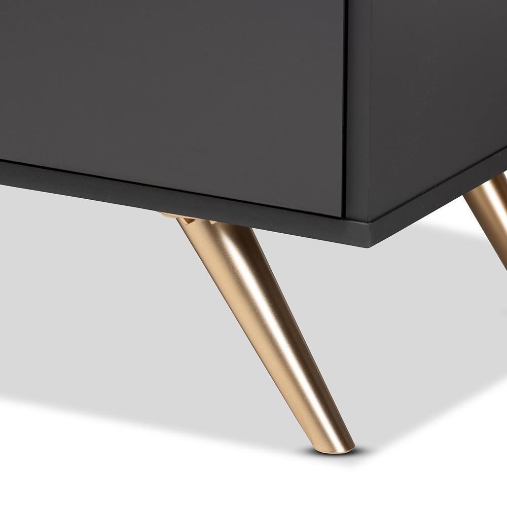 Kelson Modern and Contemporary Dark Grey and Gold Finished Wood 5-Drawer Chest FredCo