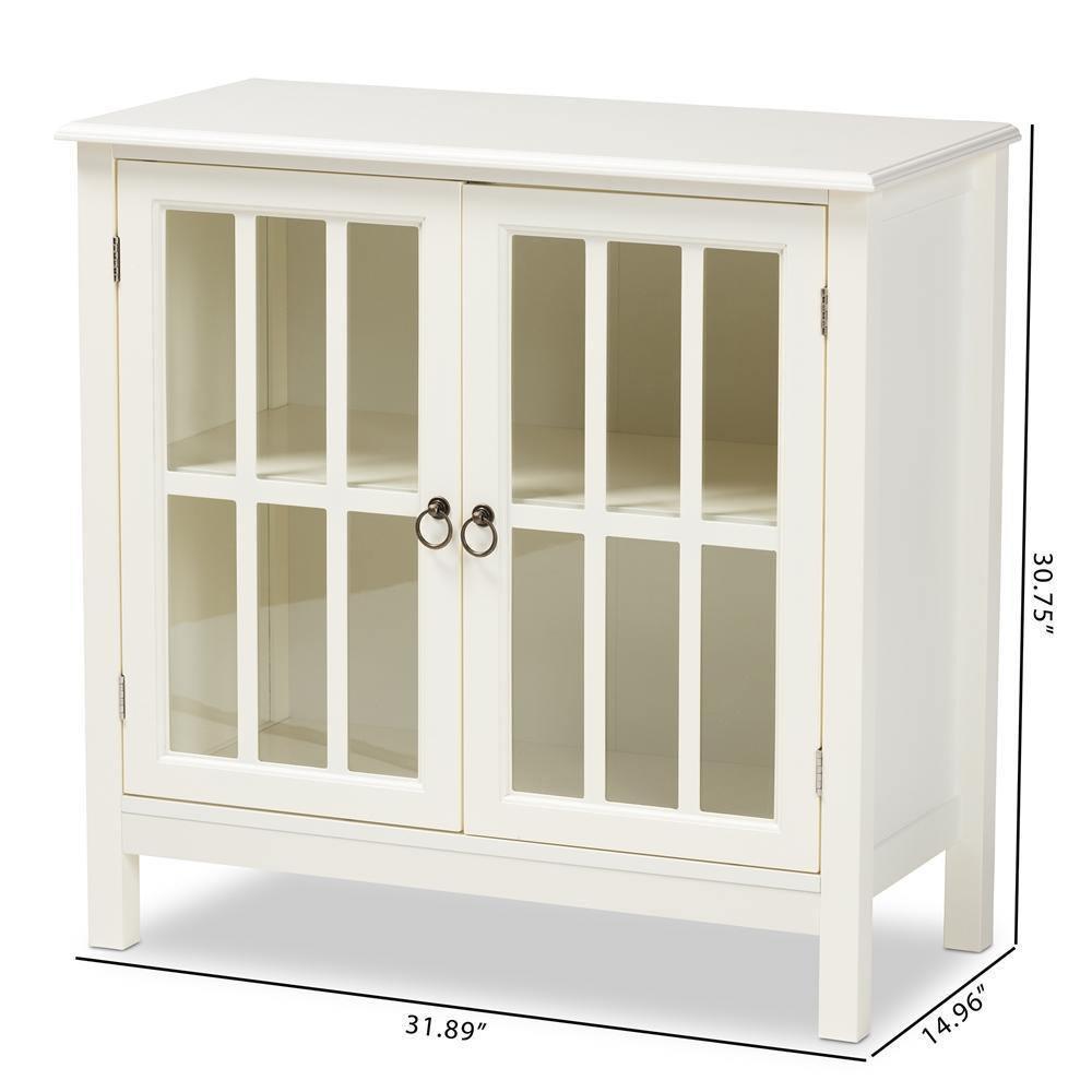 Kendall Classic and Traditional White Finished Wood and Glass Kitchen Storage Cabinet FredCo