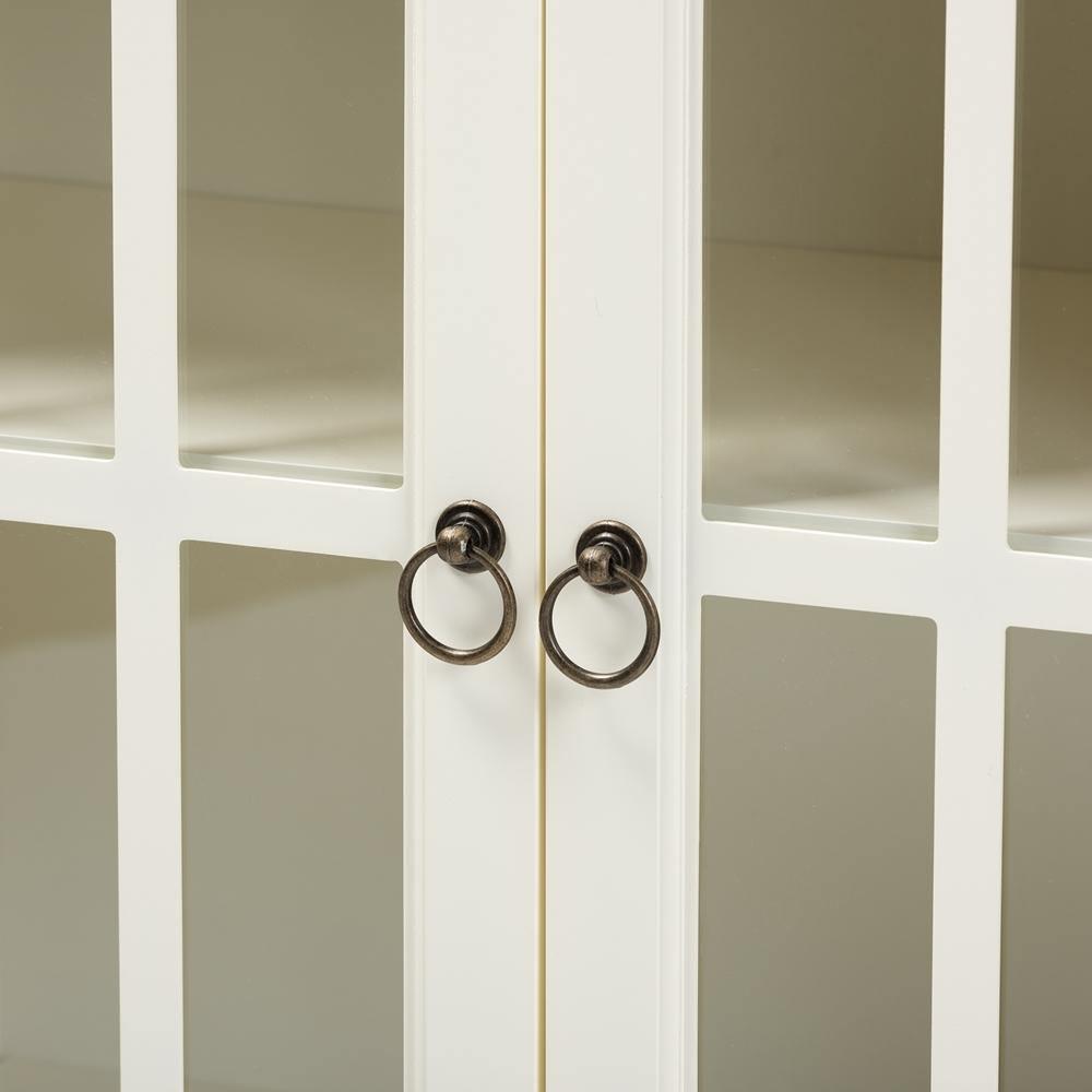 Kendall Classic and Traditional White Finished Wood and Glass Kitchen Storage Cabinet FredCo