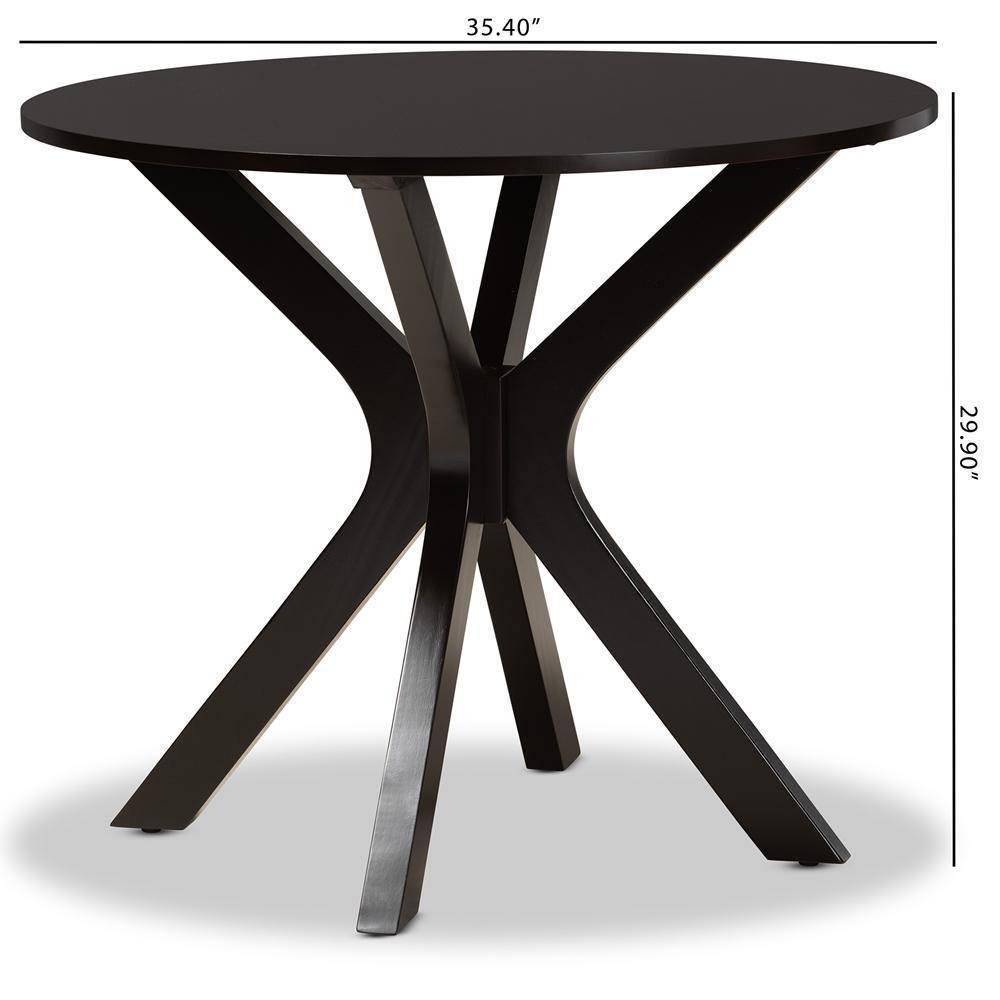 Kenji Modern and Contemporary Dark Brown Finished 35-Inch-Wide Round Wood Dining Table FredCo