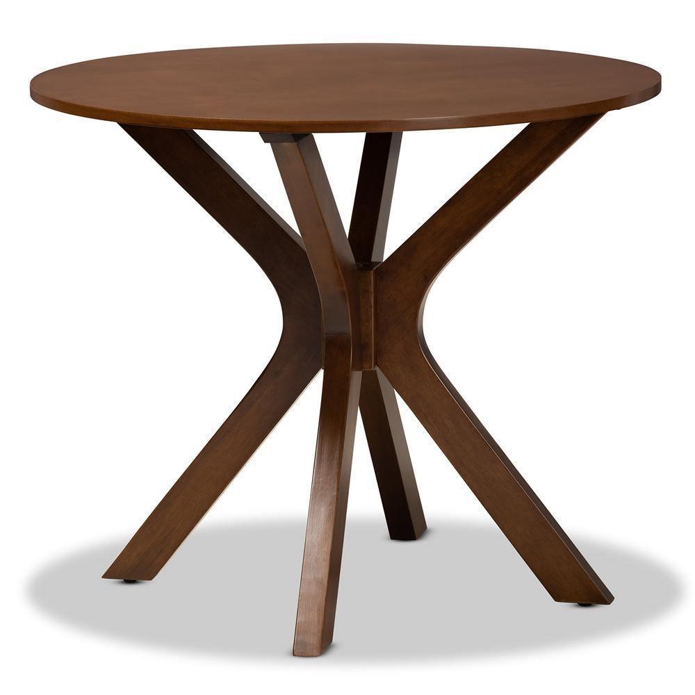 Kenji Modern and Contemporary Walnut Brown Finished 35-Inch-Wide Round Wood Dining Table FredCo