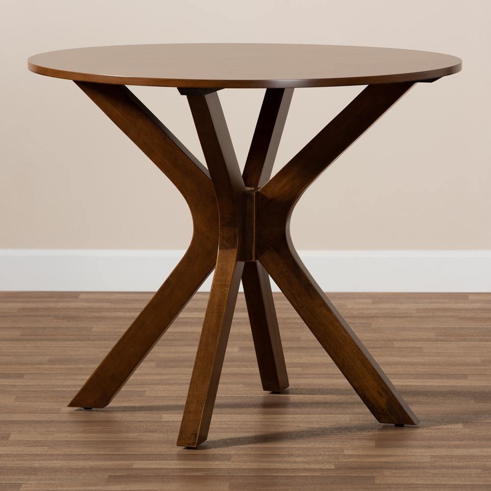 Kenji Modern and Contemporary Walnut Brown Finished 35-Inch-Wide Round Wood Dining Table FredCo