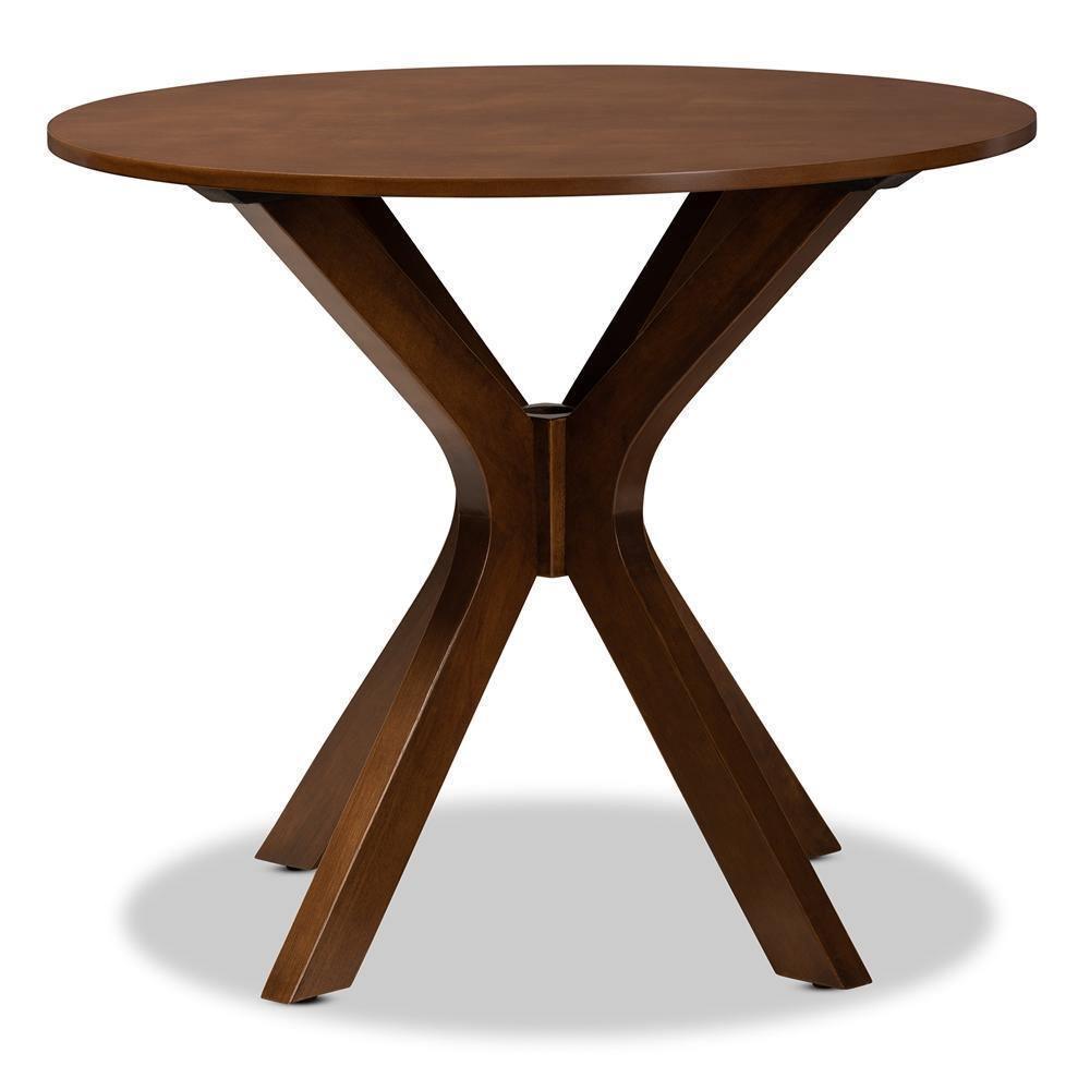 Kenji Modern and Contemporary Walnut Brown Finished 35-Inch-Wide Round Wood Dining Table FredCo