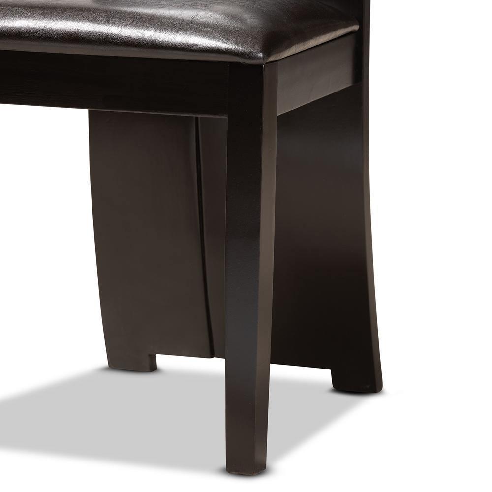 Kenyon Modern and Contemporary Dark Brown Faux Leather Upholstered and Dark Brown Finished Wood 7-Piece Dining Set FredCo