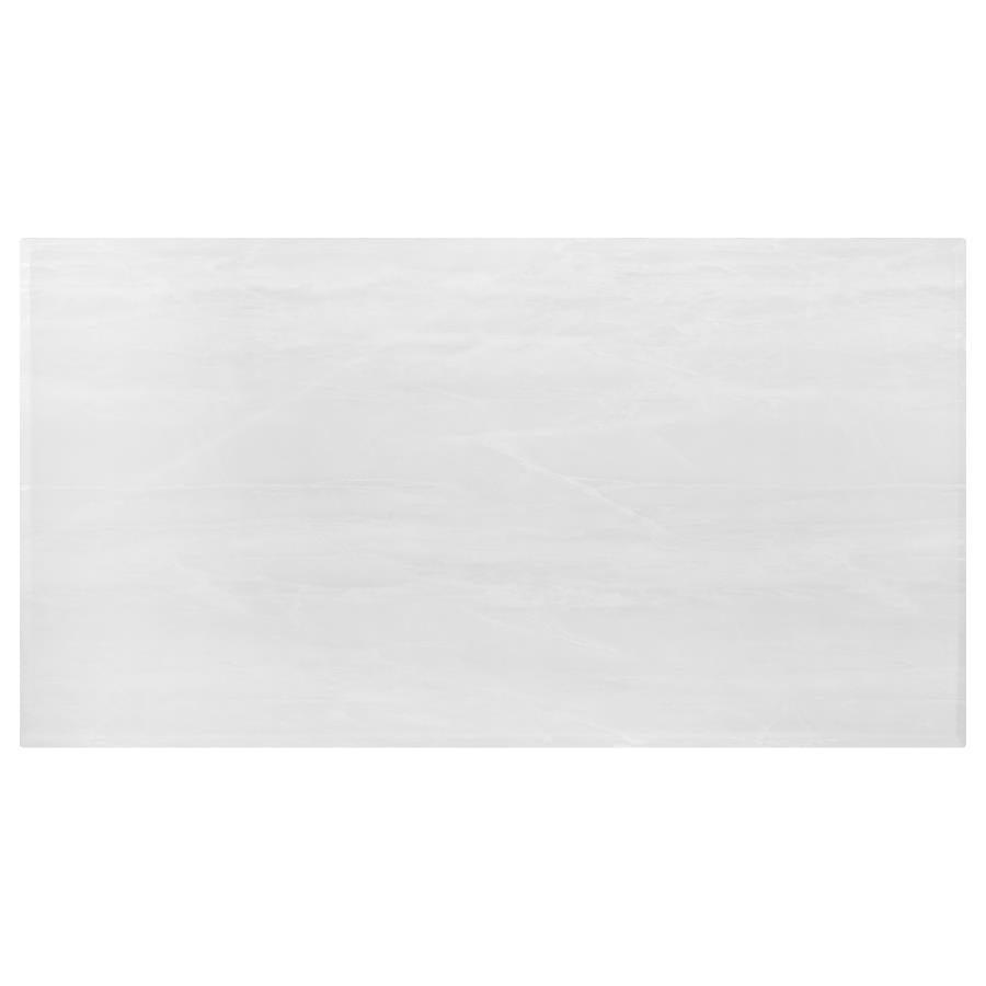 Kerwin Rectangle Faux Marble Top Dining Table White and Chrome 111101 Coaster FredCo