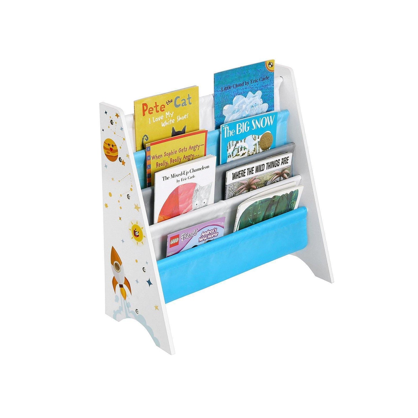 Kids’ Book Organizer Blue and Gray FredCo