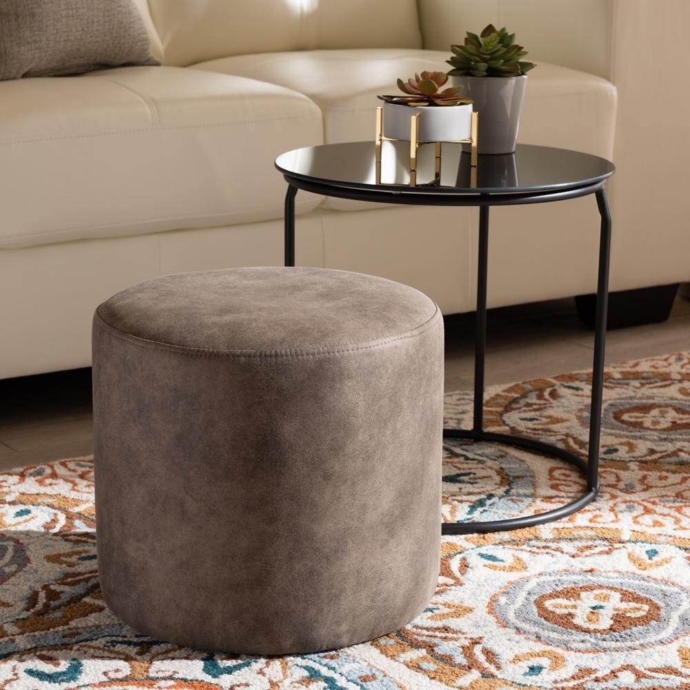 Kira Modern and Contemporary Black with Grey and Brown 2-Piece Nesting Table and Ottoman Set FredCo