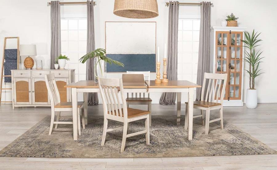 Kirby 5-piece Dining Set Natural and Rustic Off White 192691-S5 Coaster FredCo