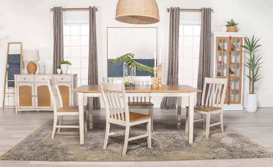 Kirby 5-piece Dining Set Natural and Rustic Off White 192691-S5 Coaster FredCo