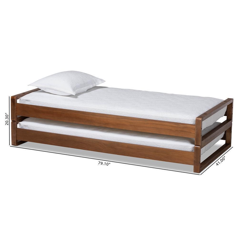 Klara Modern and Contemporary Walnut Finished Wood Expandable Twin Size to King Size Bed Frame FredCo