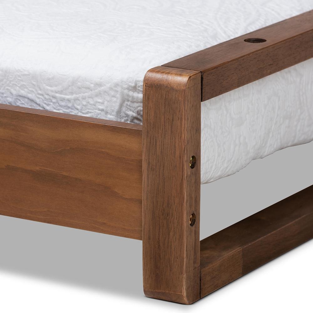 Klara Modern and Contemporary Walnut Finished Wood Expandable Twin Size to King Size Bed Frame FredCo