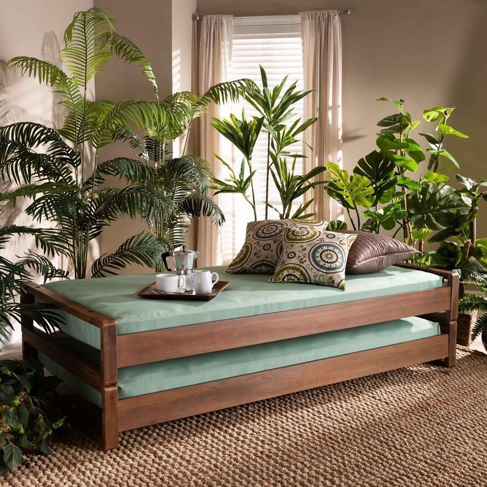 Klara Modern and Contemporary Walnut Finished Wood Expandable Twin Size to King Size Bed Frame FredCo