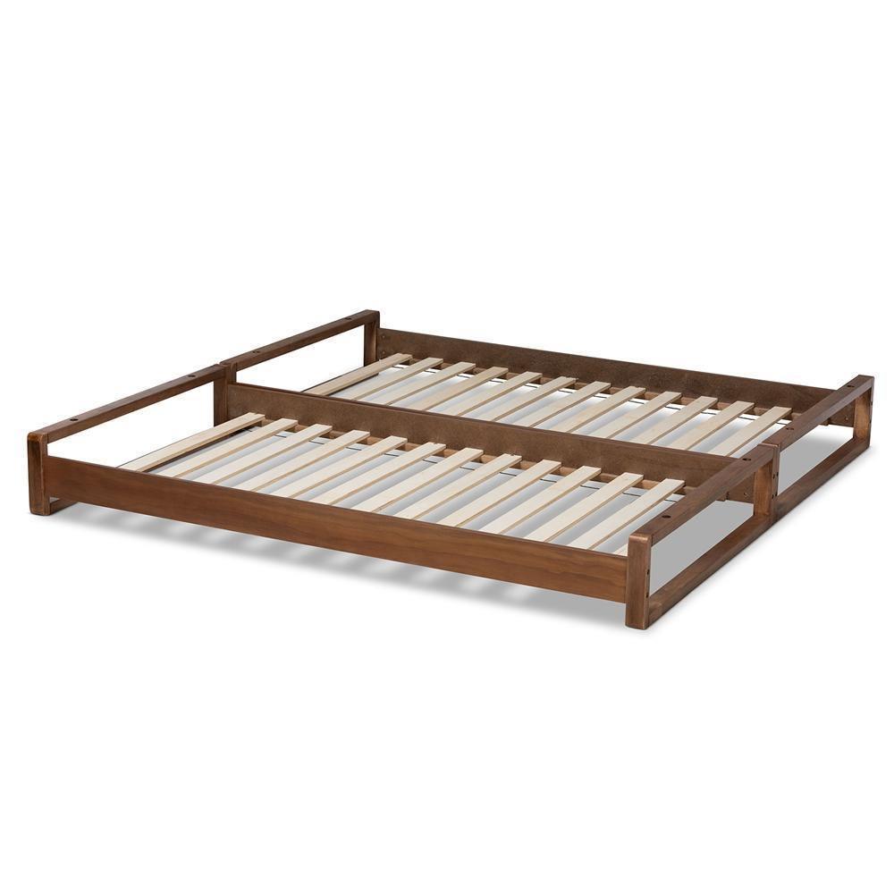 Klara Modern and Contemporary Walnut Finished Wood Expandable Twin Size to King Size Bed Frame FredCo