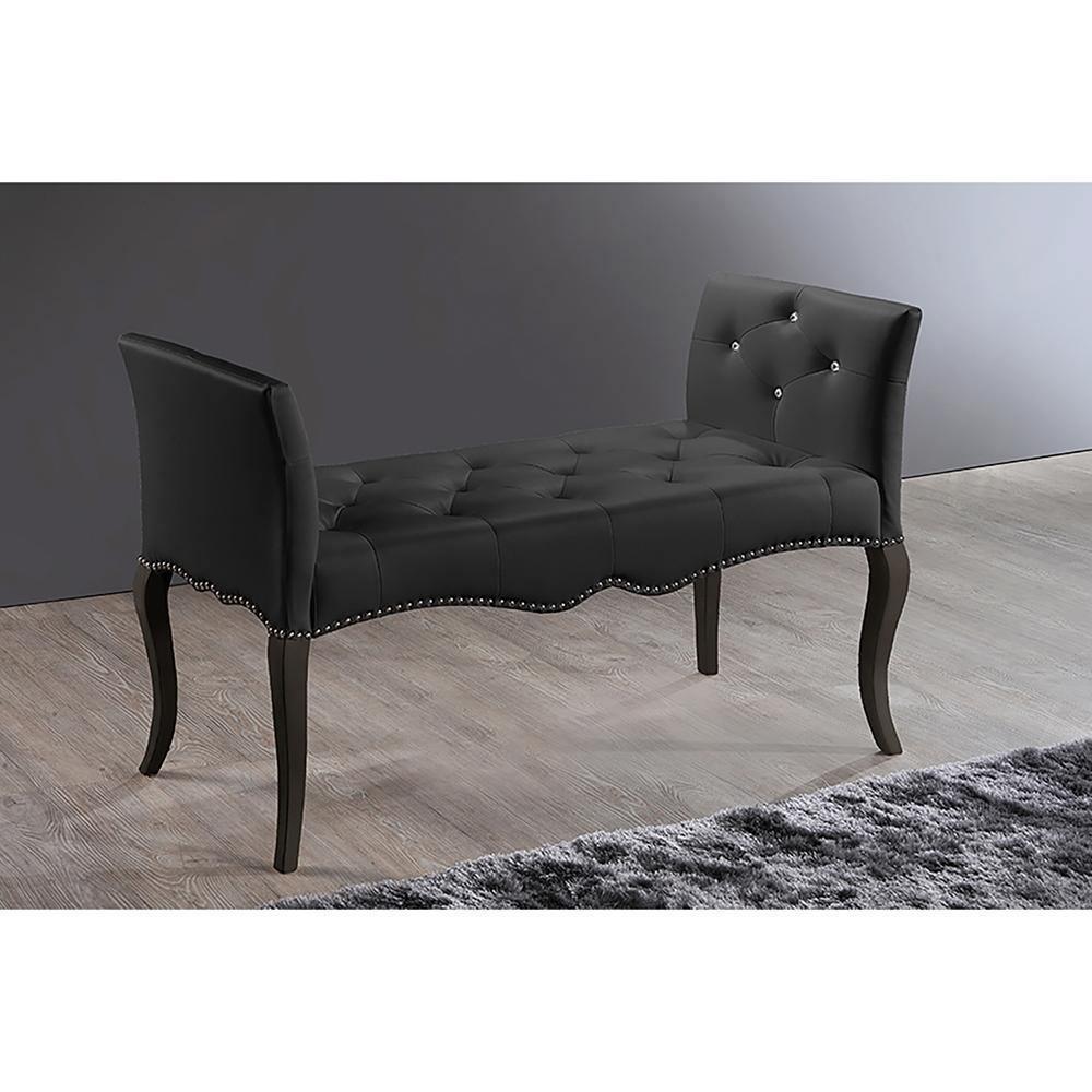 Kristy Modern and Contemporary Black Faux Leather Classic Seating Bench FredCo