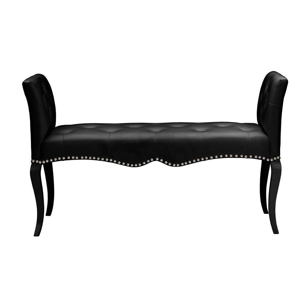 Kristy Modern and Contemporary Black Faux Leather Classic Seating Bench FredCo