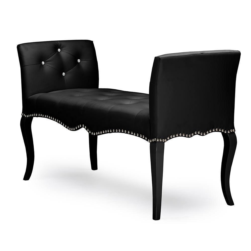 Kristy Modern and Contemporary Black Faux Leather Classic Seating Bench FredCo