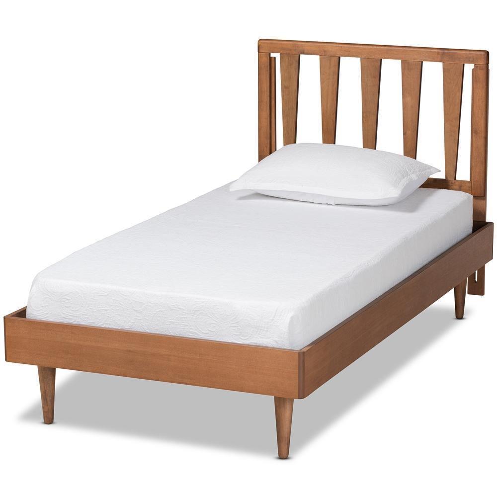 Kuro Modern and Contemporary Walnut Brown Finished Wood Twin Size Platform Bed FredCo