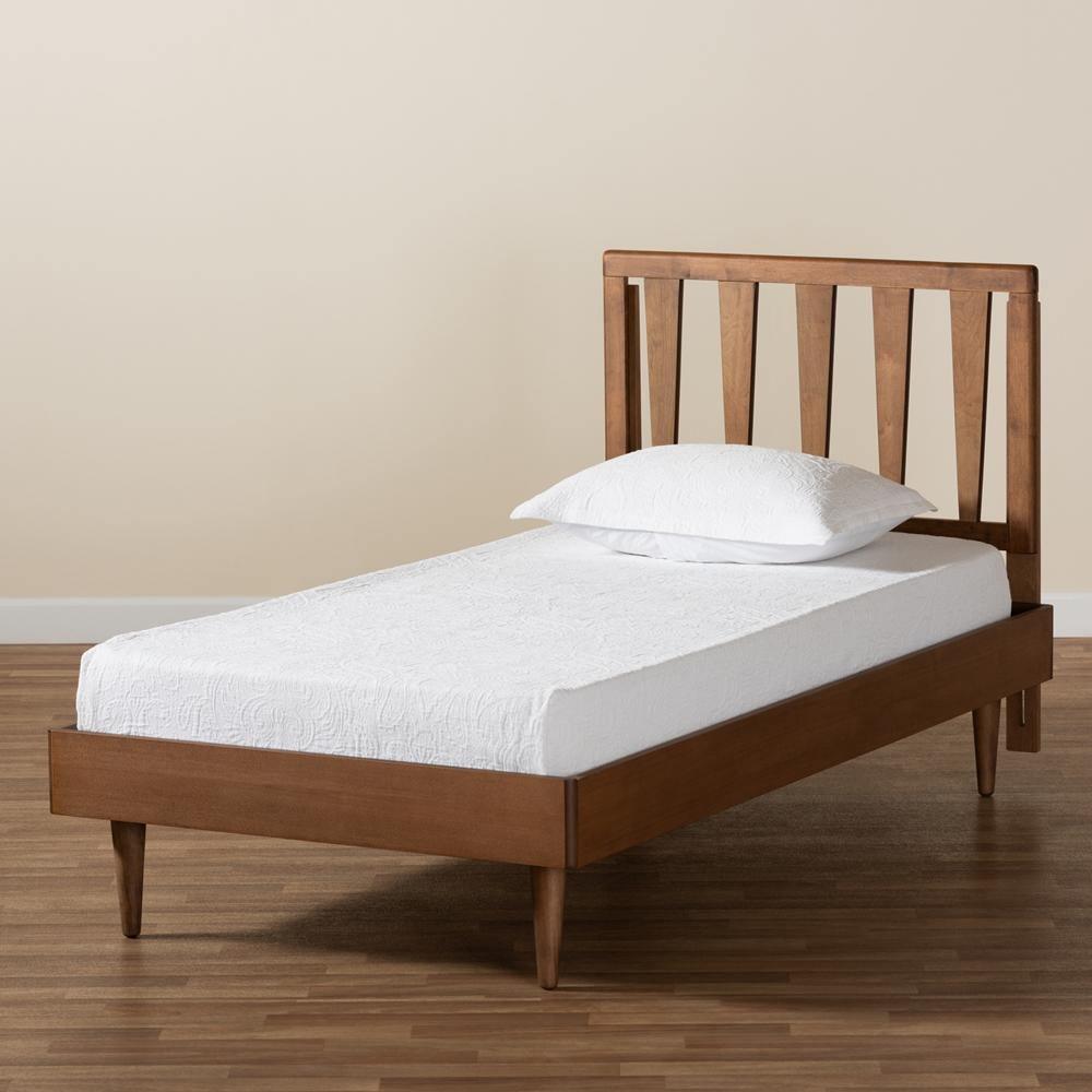 Kuro Modern and Contemporary Walnut Brown Finished Wood Twin Size Platform Bed FredCo
