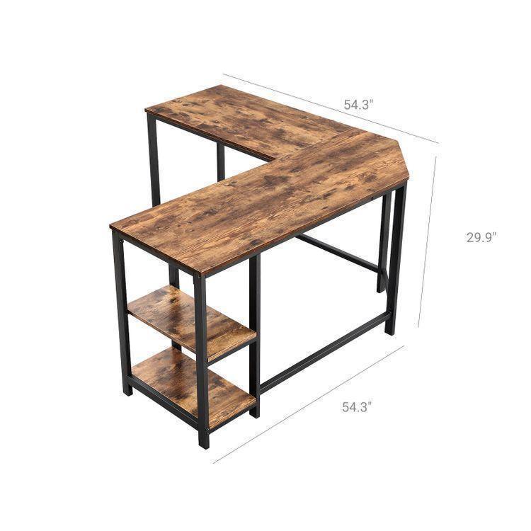 L-Shaped Computer Desk Rustic Brown FredCo