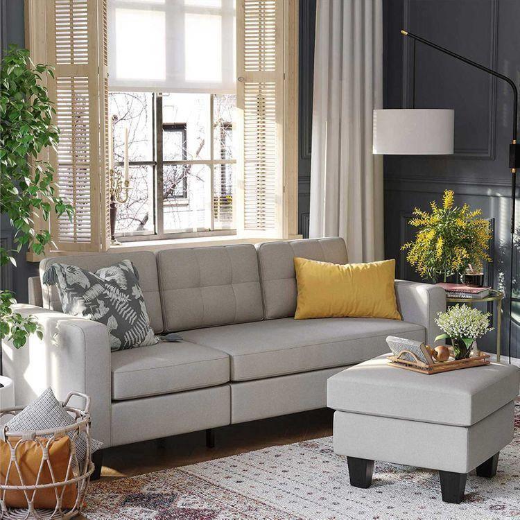 L-Shaped Sectional Sofa with Convertible Chaise FredCo