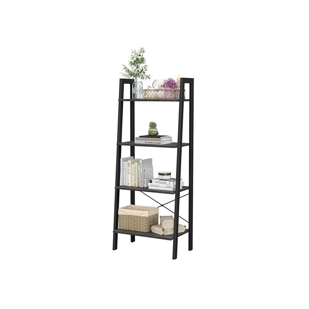 Ladder Shelf Charcoal Gray and Black FredCo