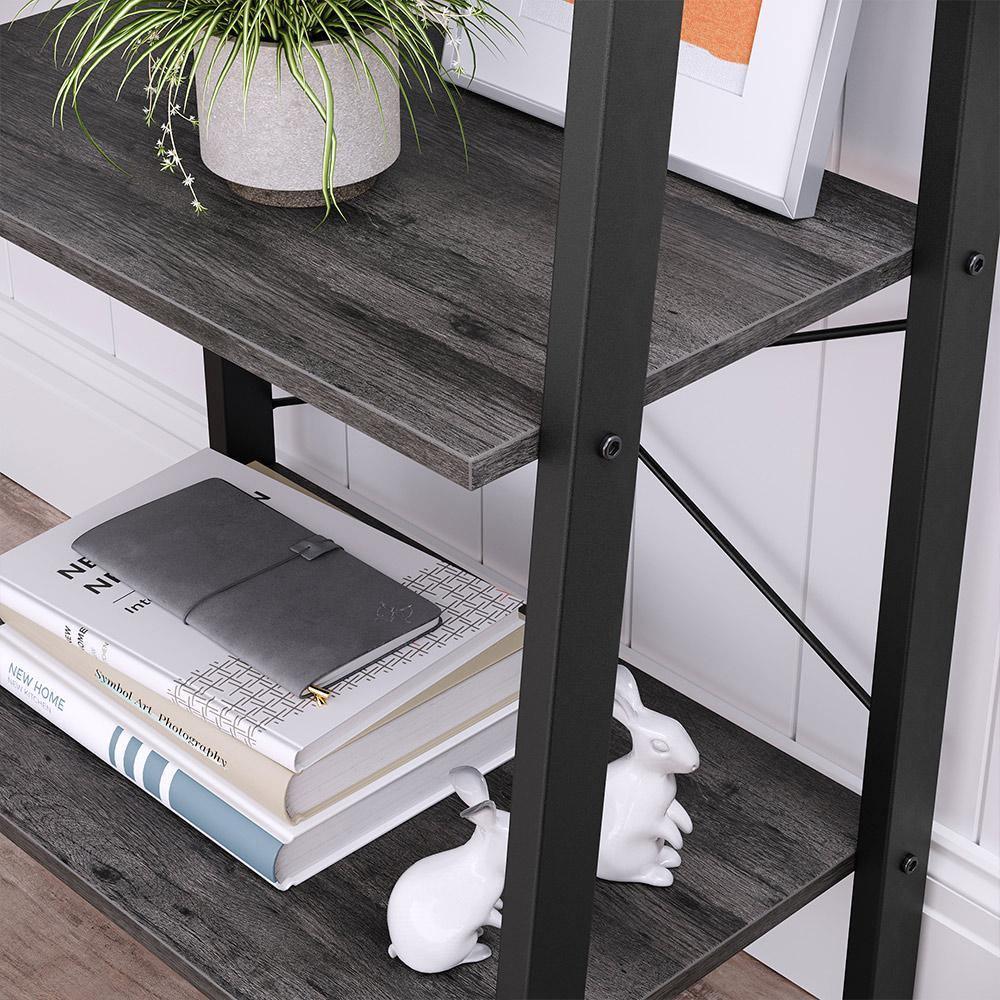 Ladder Shelf Charcoal Gray and Black FredCo