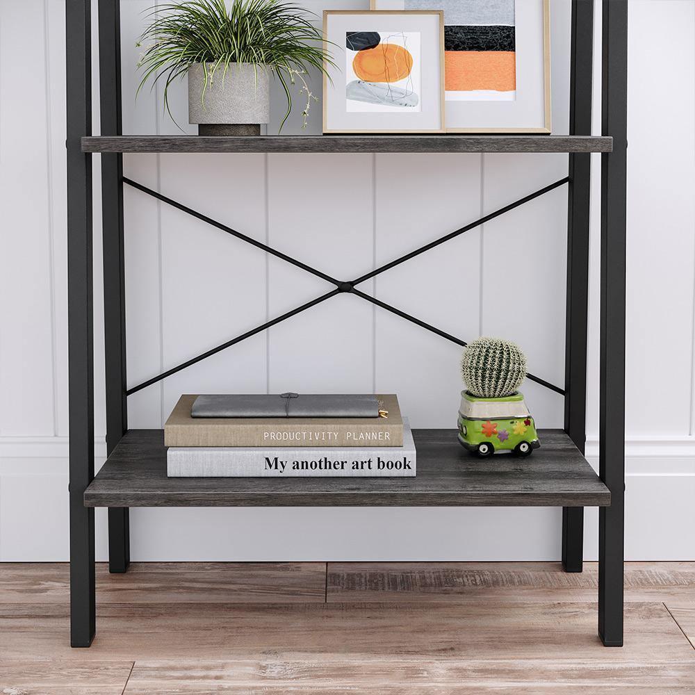 Ladder Shelf Charcoal Gray and Black FredCo