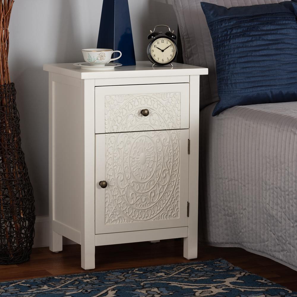 Lambert Classic and Traditional White Finished Wood 1-Drawer Nightstand FredCo