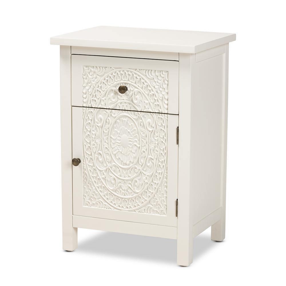 Lambert Classic and Traditional White Finished Wood 1-Drawer Nightstand FredCo