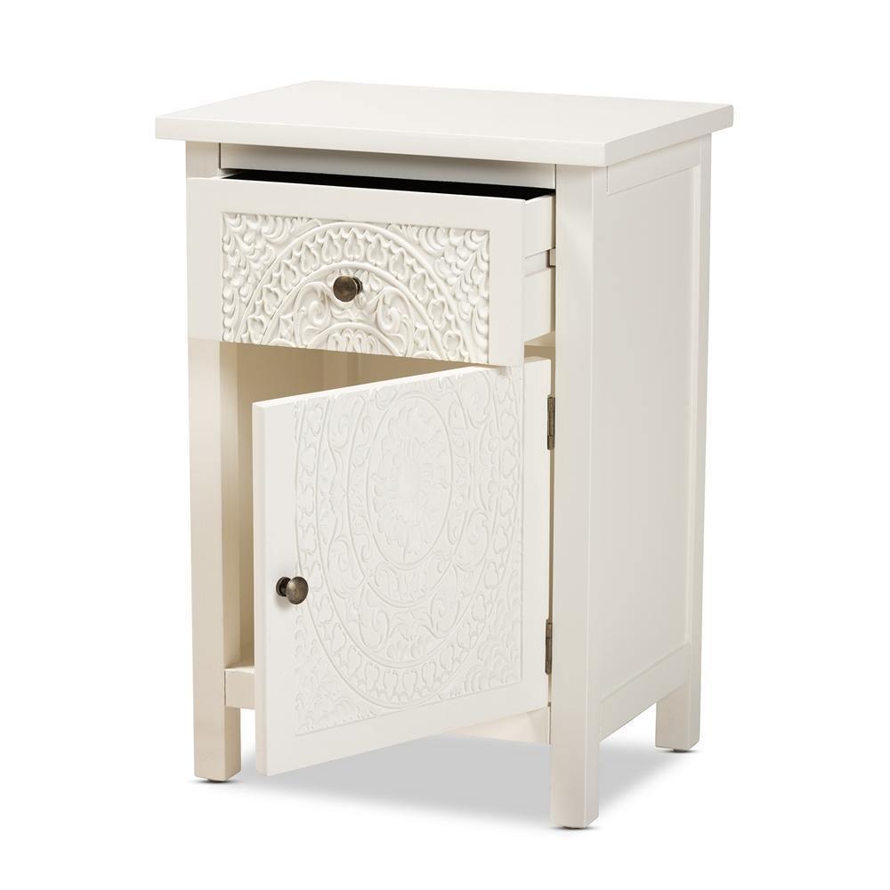 Lambert Classic and Traditional White Finished Wood 1-Drawer Nightstand FredCo
