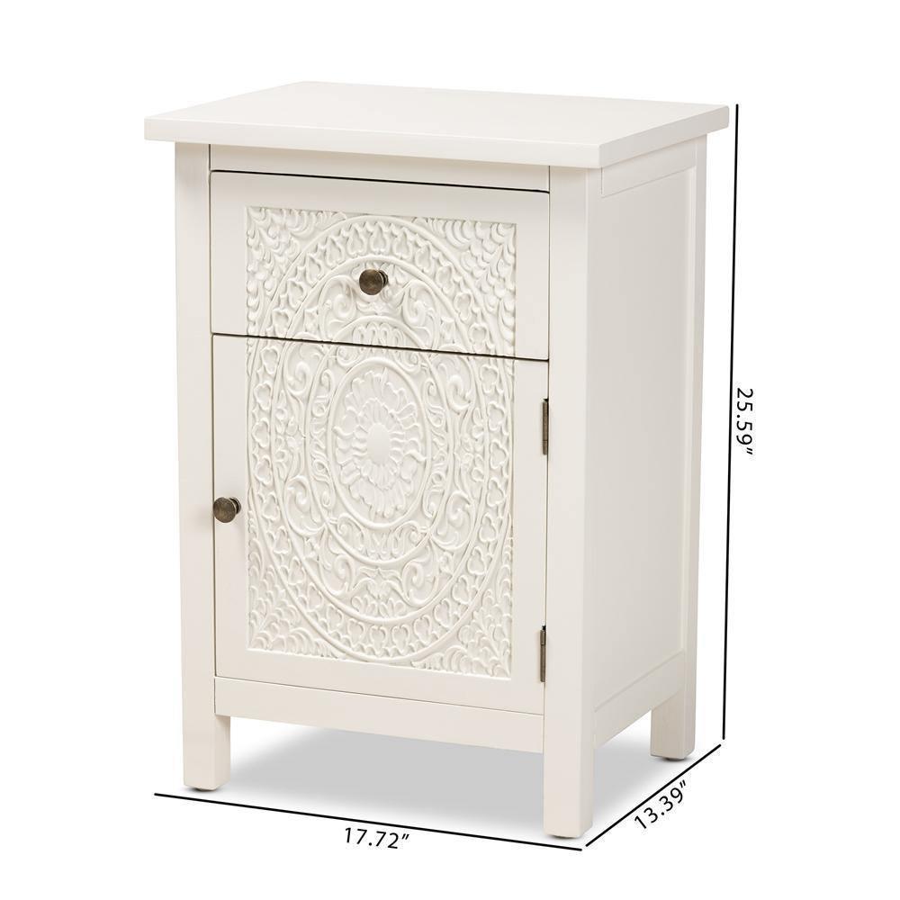 Lambert Classic and Traditional White Finished Wood 1-Drawer Nightstand FredCo