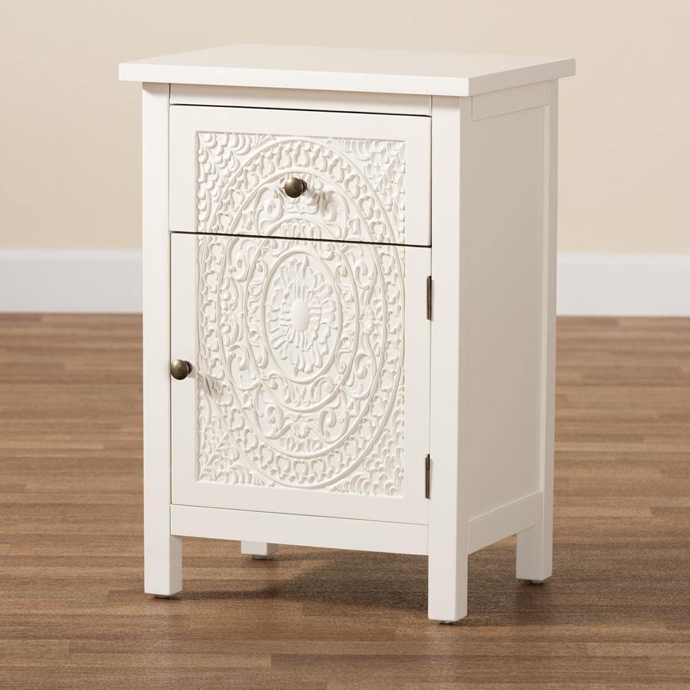 Lambert Classic and Traditional White Finished Wood 1-Drawer Nightstand FredCo