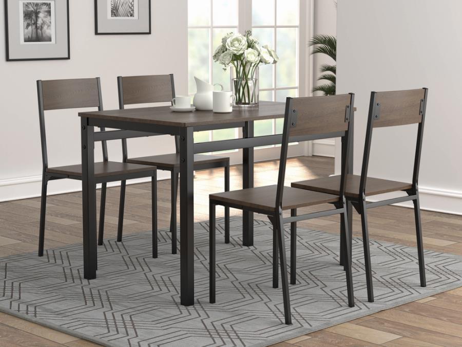 Lana 5-piece Dining Set Ark Brown and Matte Black 150505 Coaster FredCo