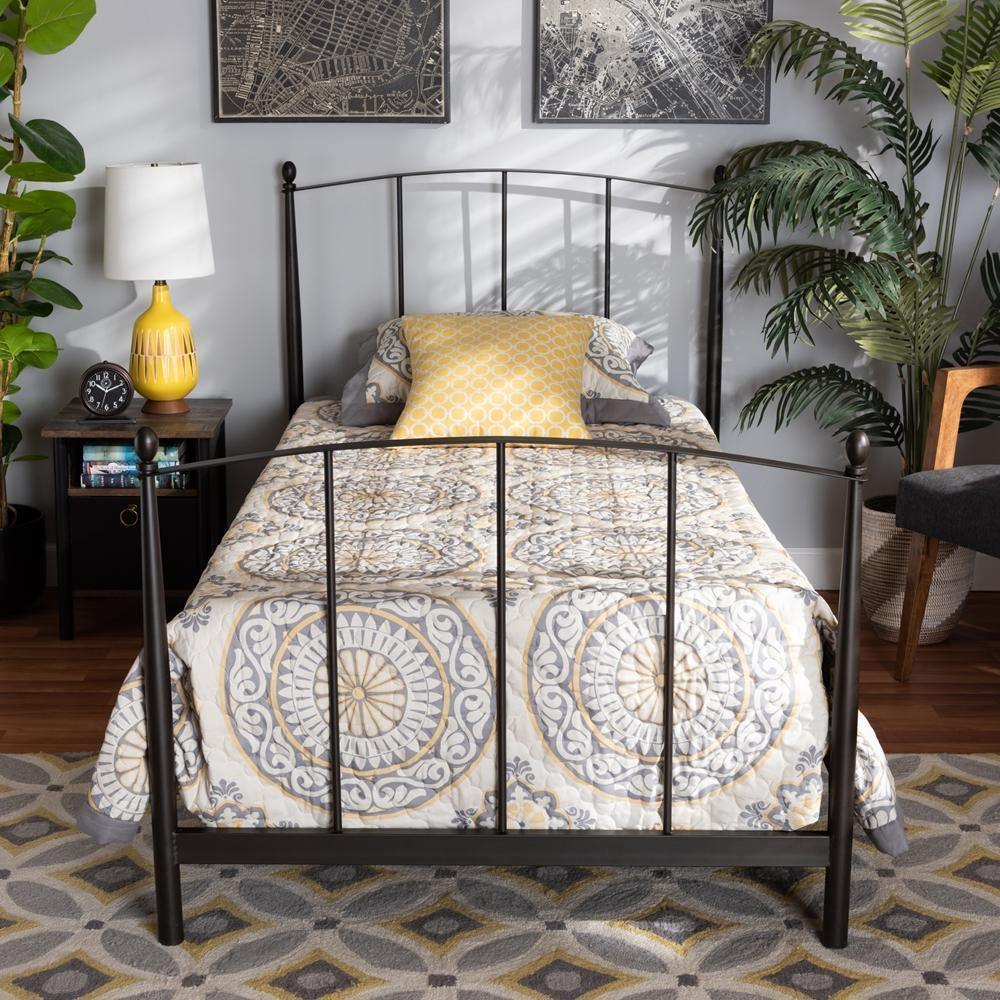 Lana Modern and Contemporary Black Finished Metal Twin Size Platform Bed FredCo