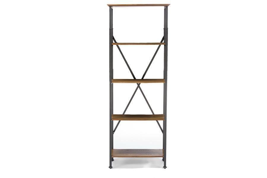Lancashire Brown Wood & Metal Bookcase FredCo