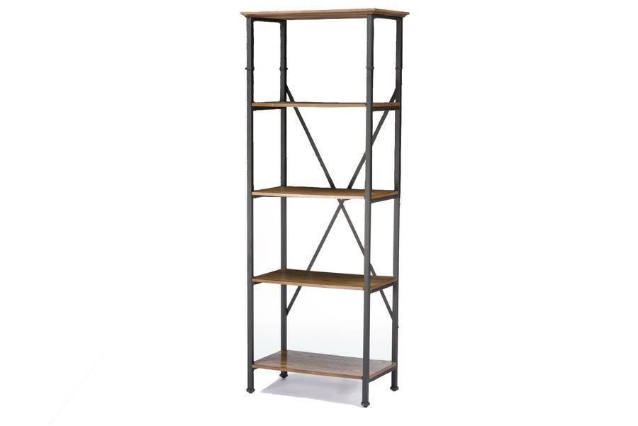 Lancashire Brown Wood & Metal Bookcase FredCo