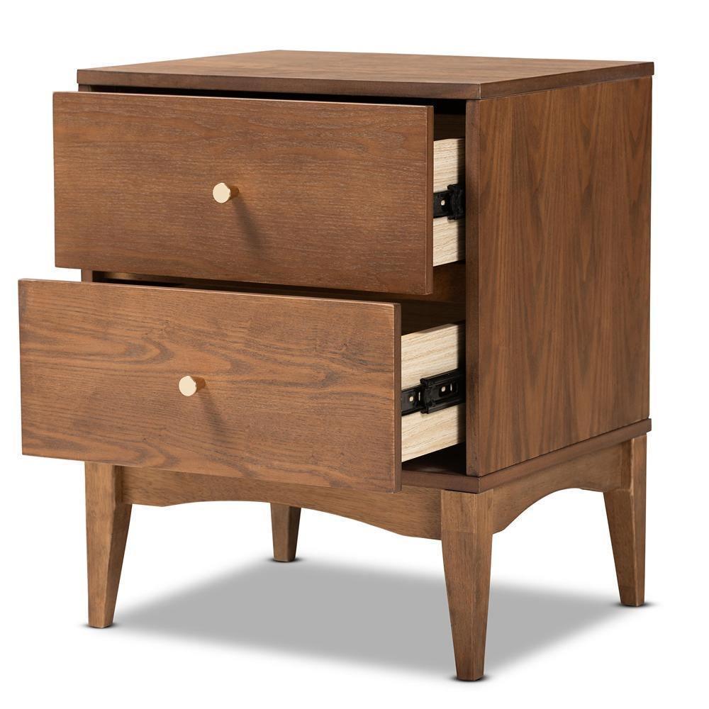 Landis Mid-Century Modern Ash Walnut Finished Wood 2-Drawer Nightstand FredCo