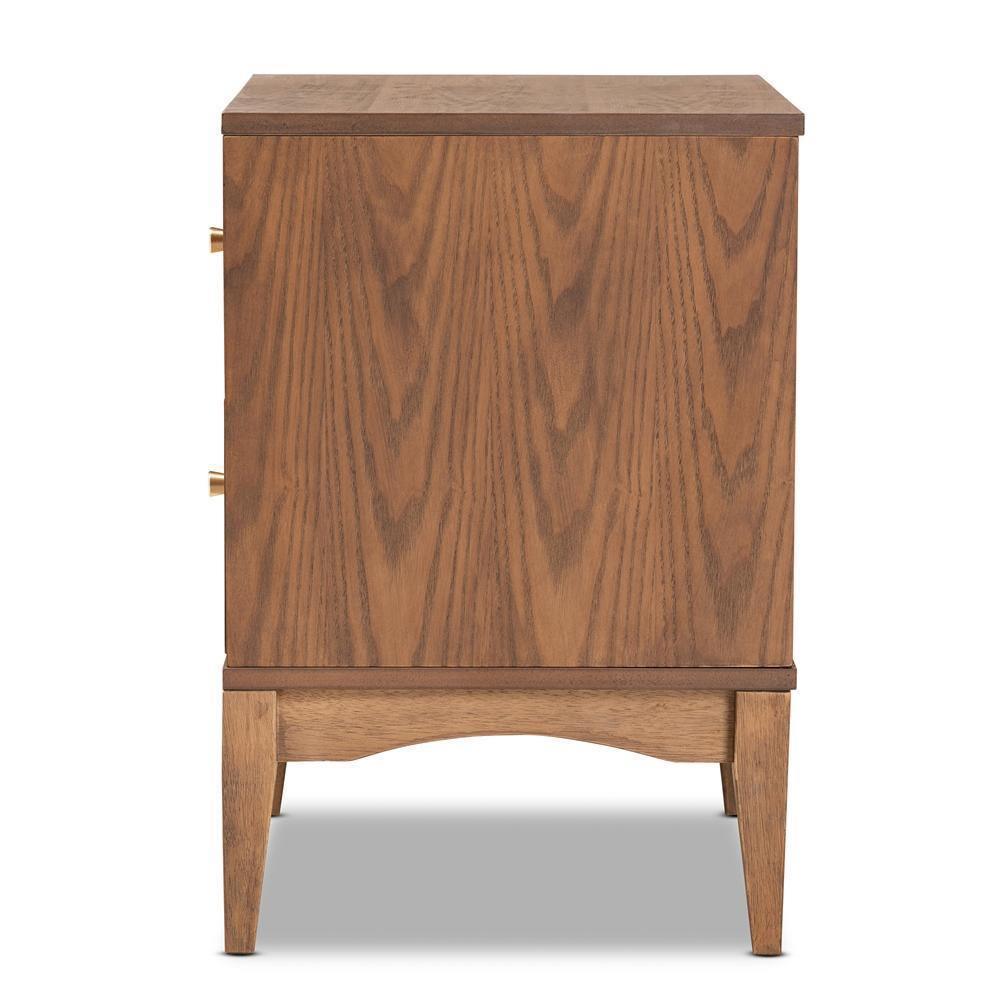 Landis Mid-Century Modern Ash Walnut Finished Wood 2-Drawer Nightstand FredCo