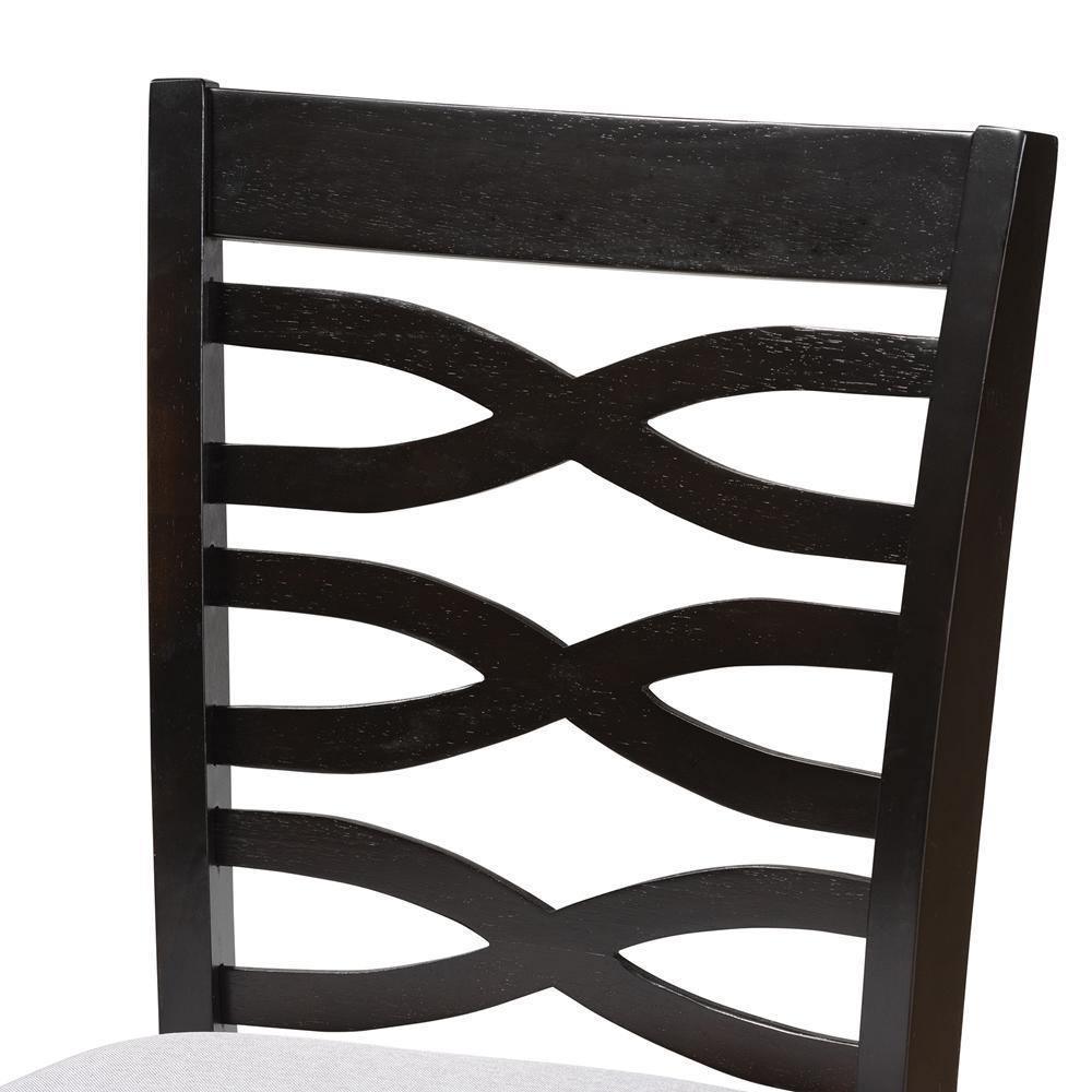 Lanier Modern and Contemporary Gray Fabric Upholstered Espresso Brown Finished Wood Counter Height Pub Chair Set of 2 FredCo