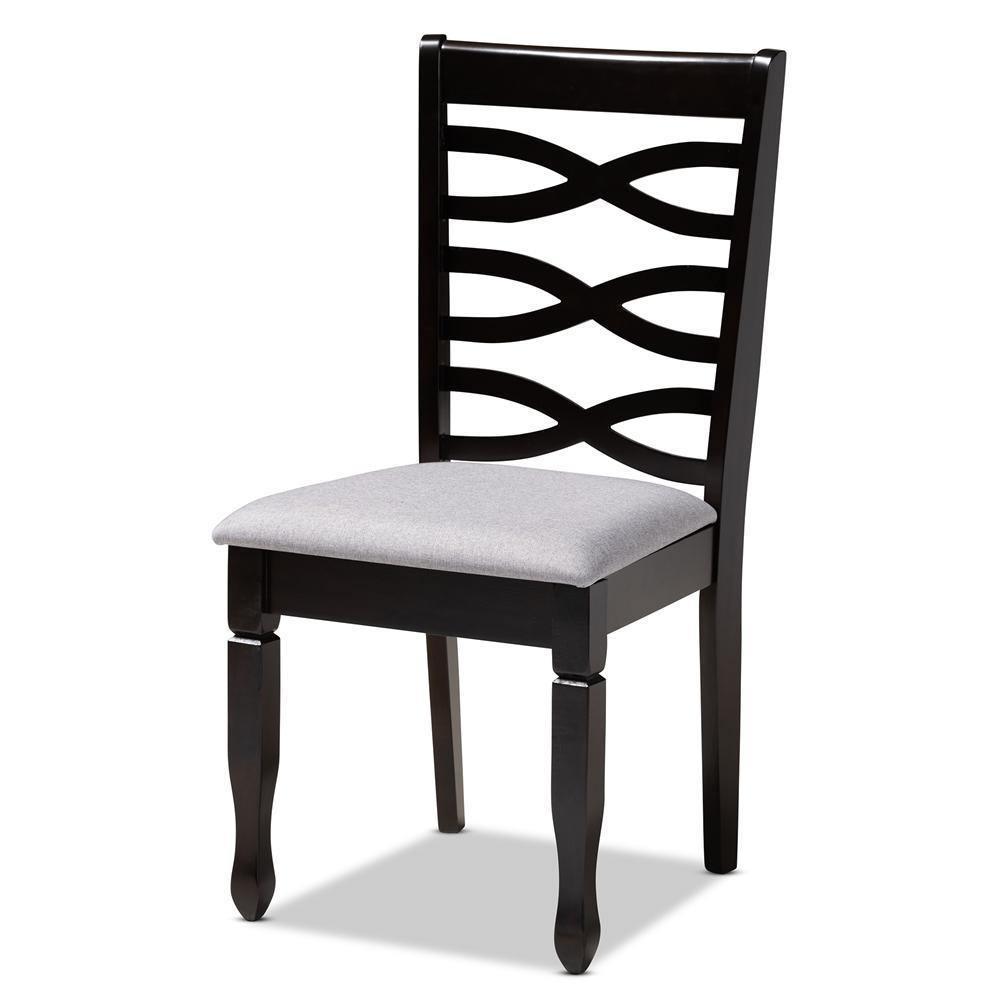 Lanier Modern and Contemporary Gray Fabric Upholstered Espresso Brown Finished Wood Dining Chair Set of 4 FredCo