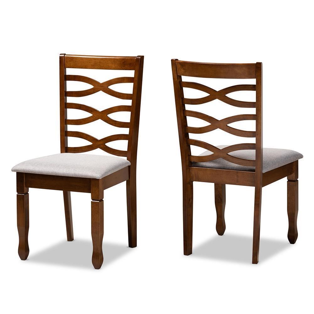 Lanier Modern and Contemporary Grey Fabric Upholstered and Walnut Brown Finished Wood 2-Piece Dining Chair Set FredCo