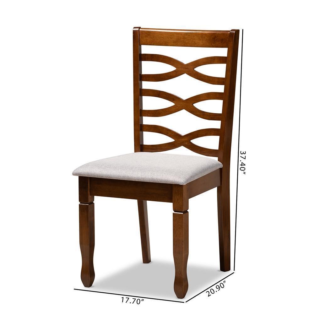 Lanier Modern and Contemporary Grey Fabric Upholstered and Walnut Brown Finished Wood 2-Piece Dining Chair Set FredCo