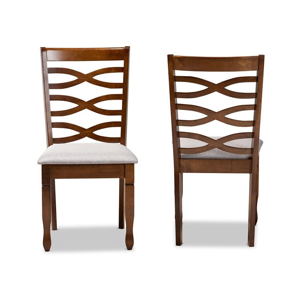 Lanier Modern and Contemporary Grey Fabric Upholstered and Walnut Brown Finished Wood 2-Piece Dining Chair Set FredCo