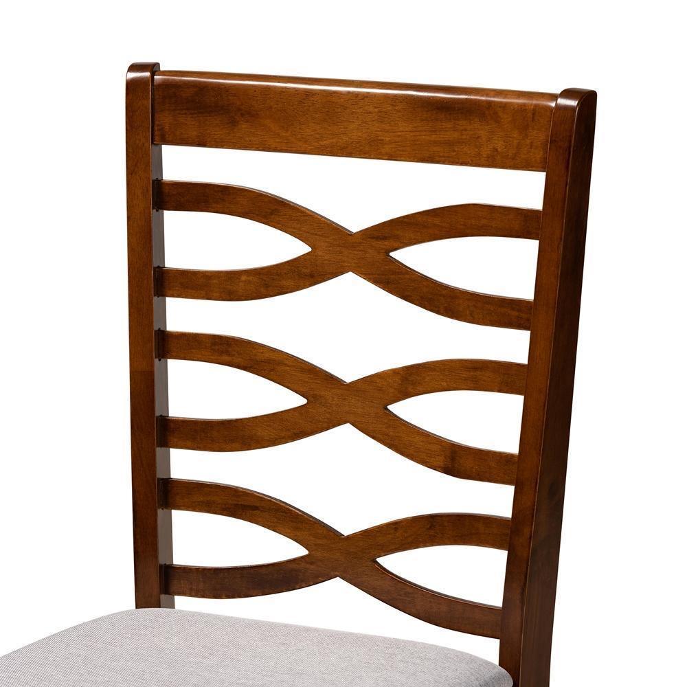Lanier Modern and Contemporary Grey Fabric Upholstered and Walnut Brown Finished Wood 2-Piece Dining Chair Set FredCo