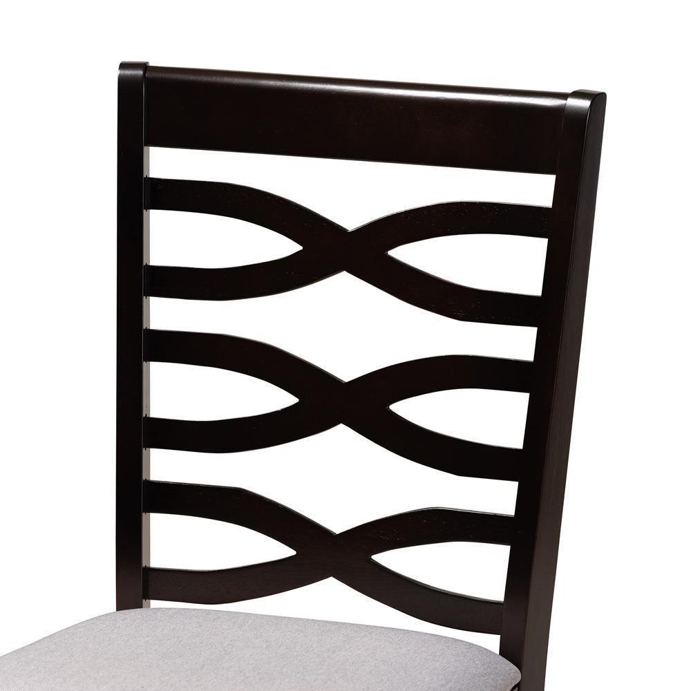 Lanier Modern and Contemporary Grey Fabric Upholstered Espresso Brown Finished Wood 2-Piece Dining Chair Set FredCo
