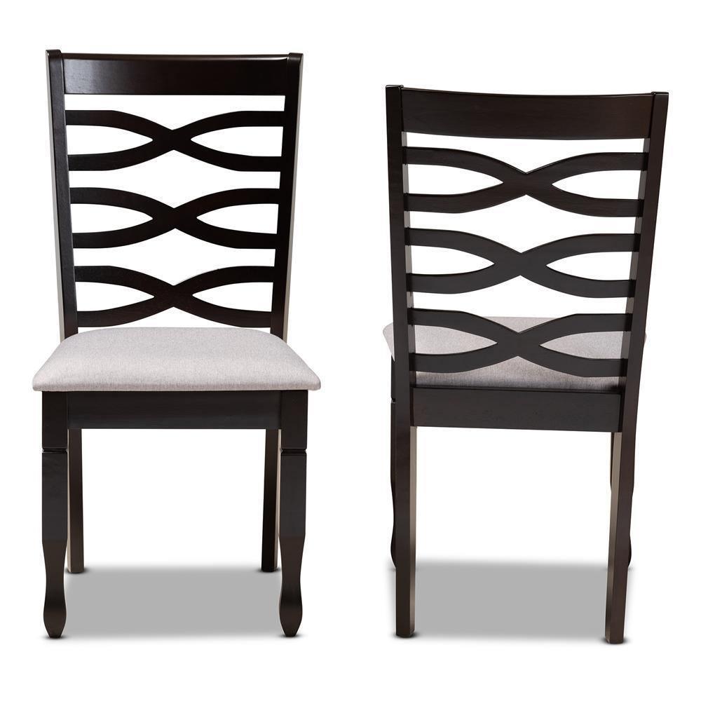 Lanier Modern and Contemporary Grey Fabric Upholstered Espresso Brown Finished Wood 2-Piece Dining Chair Set FredCo
