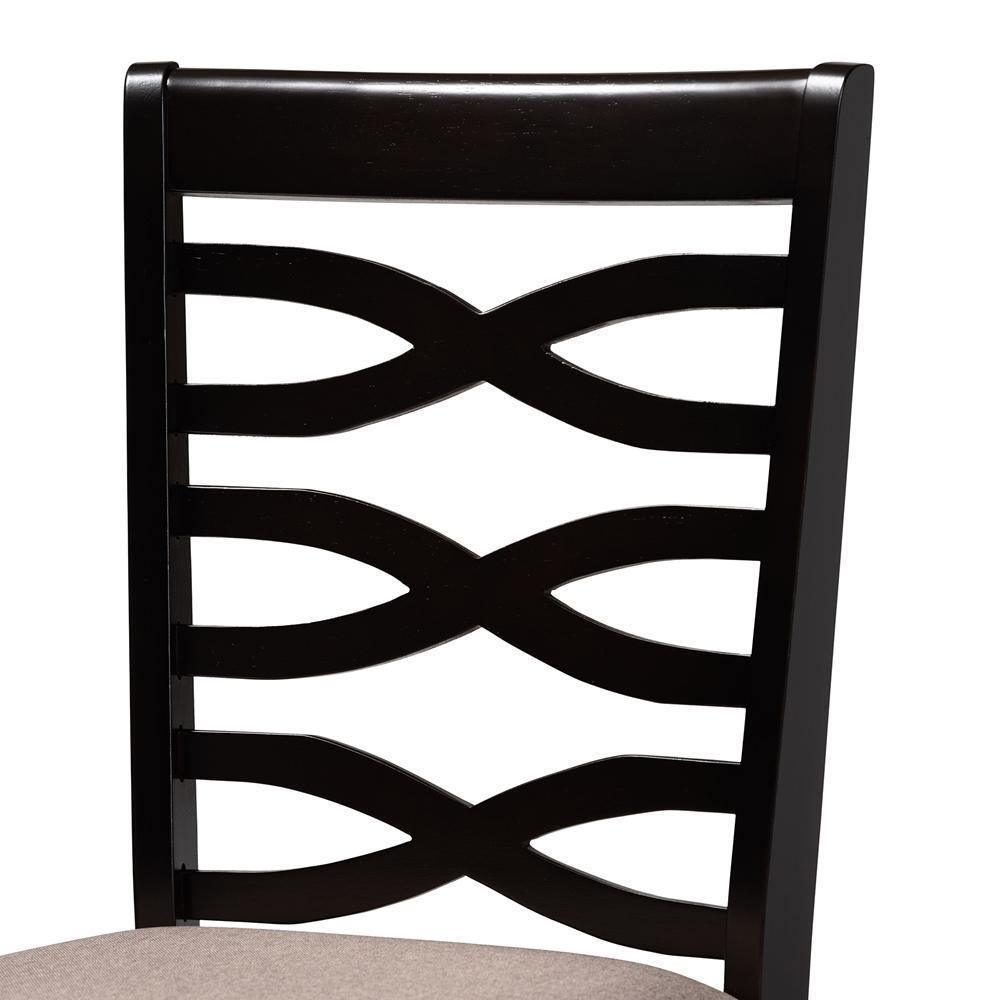 Lanier Modern and Contemporary Sand Fabric Upholstered Dark Brown Finished 2-Piece Wood Dining Chair Set FredCo
