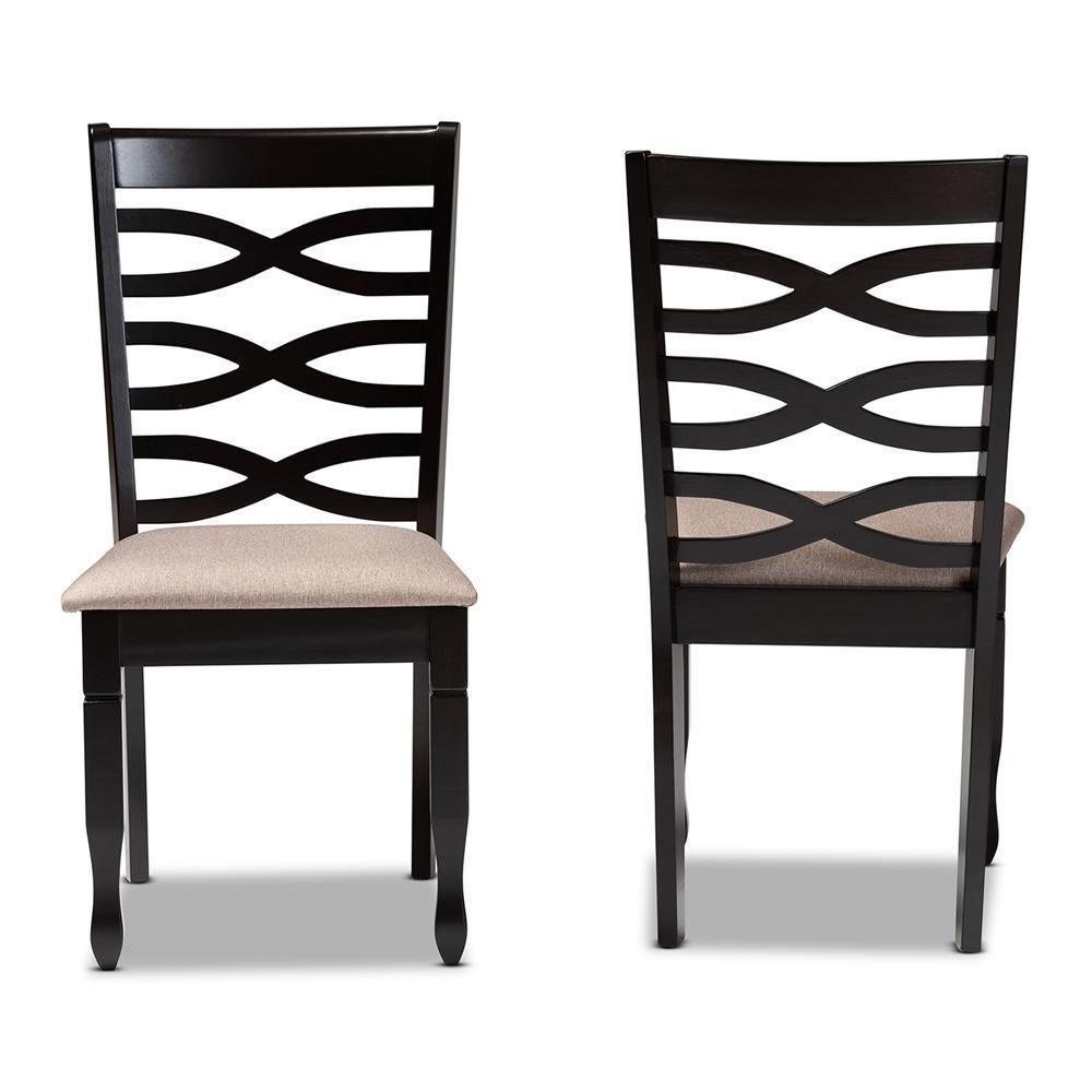 Lanier Modern and Contemporary Sand Fabric Upholstered Dark Brown Finished 2-Piece Wood Dining Chair Set FredCo